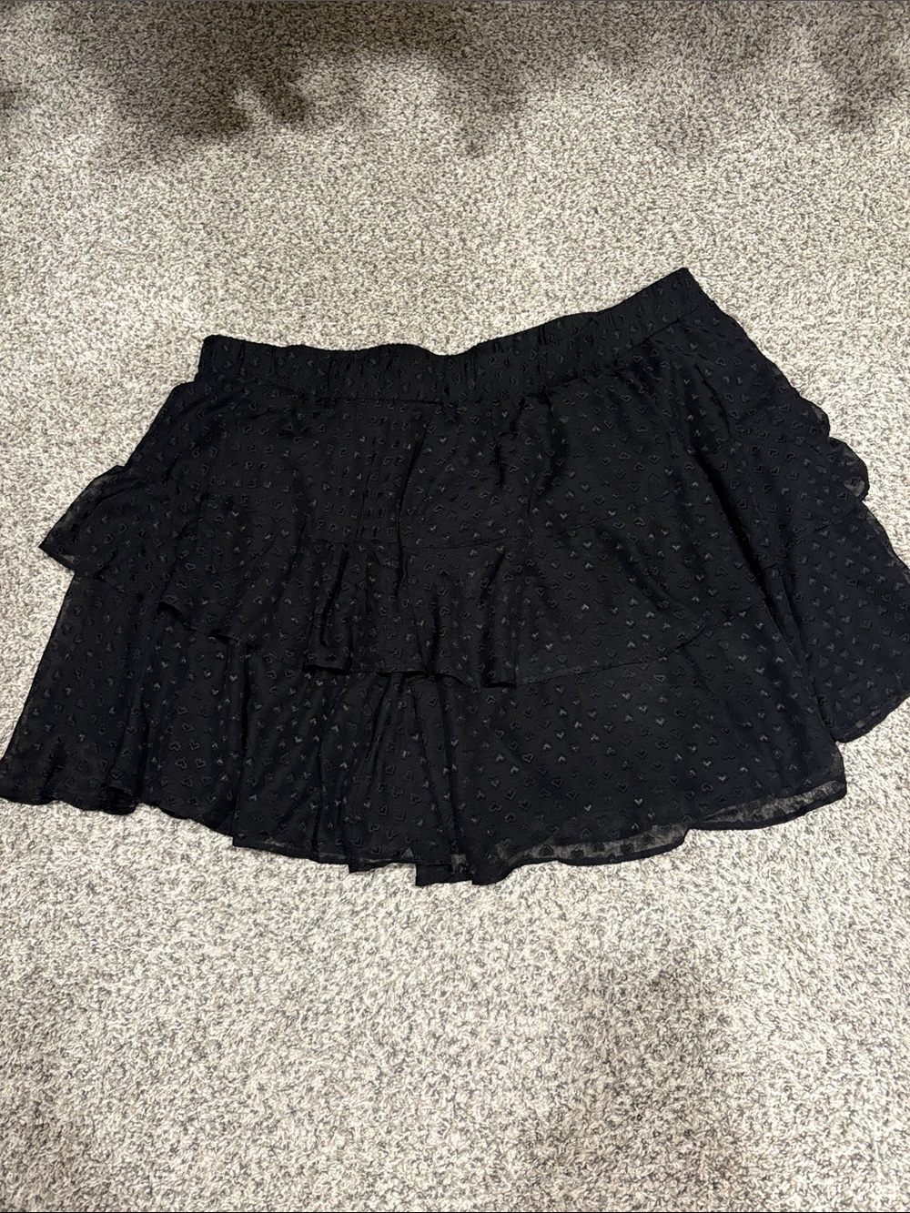 Black Tiered Ruffle Mini Heart Skirt
